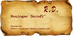 Rosinger Dezső névjegykártya